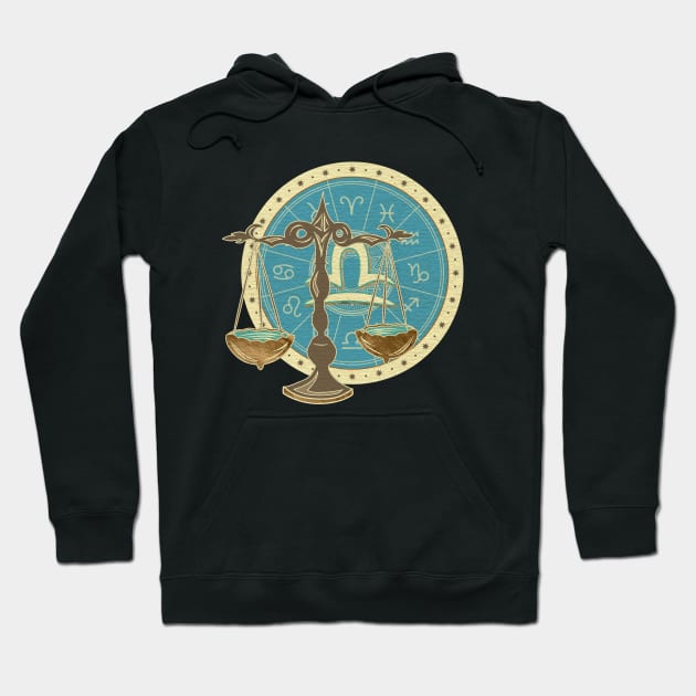 Vintage Libra Zodiac art Hoodie by Nartissima